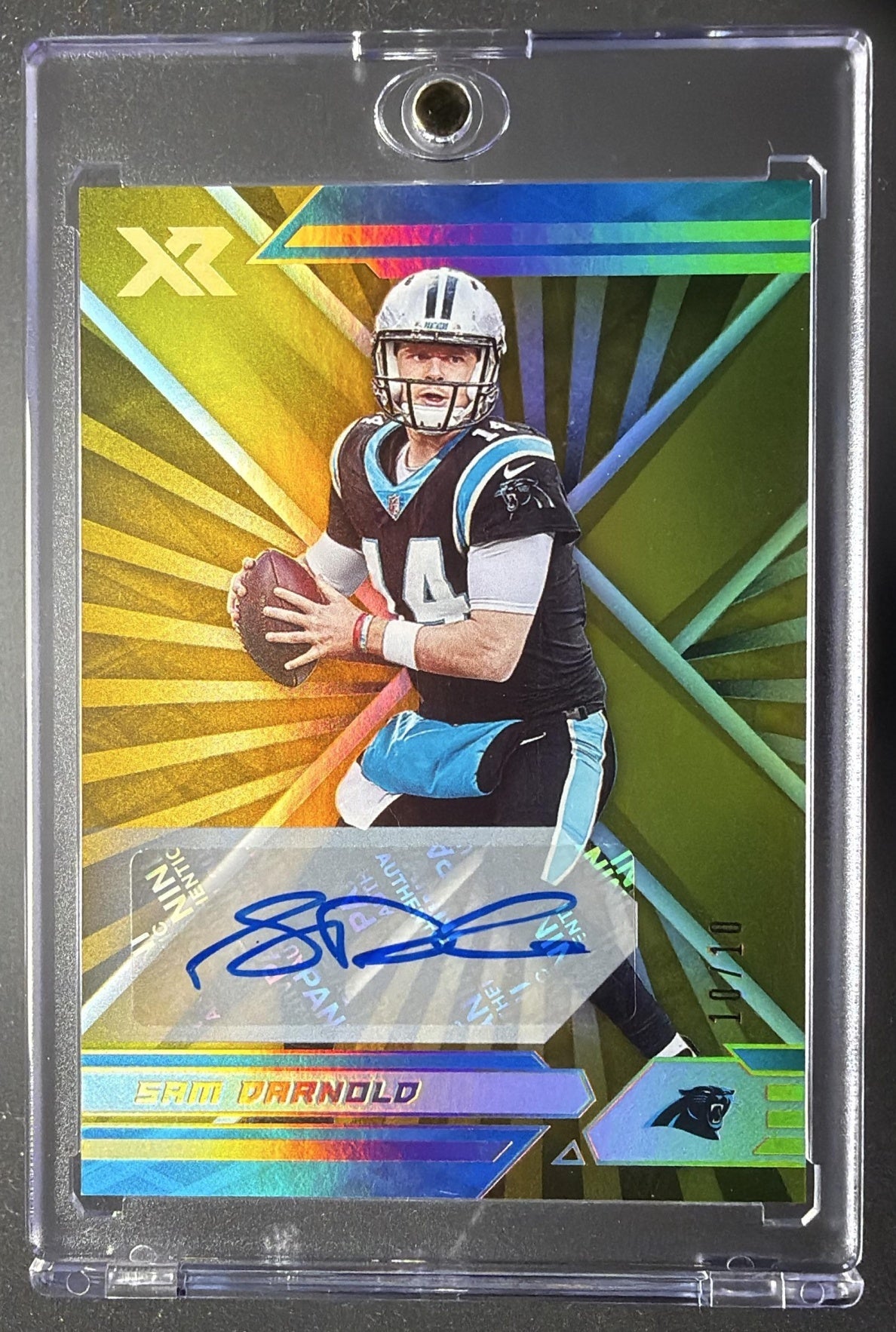 2021 Panini XR Sam Darnold #13 Gold Auto 10/10