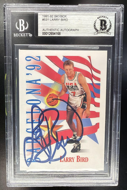1991-92 Skybox Larry Bird #531 IP Auto BGS Auth