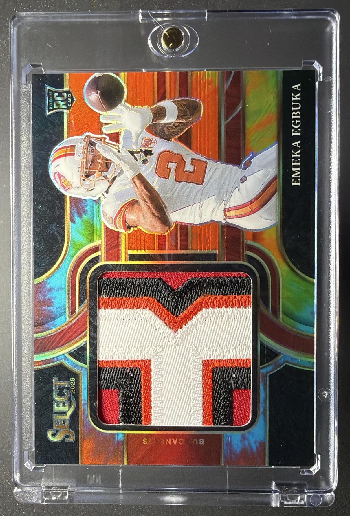 2025 Panini Select Emeka Egbuka #JRSW-EEA Jumbo Rookie Swatch Tie Dye /25 RC