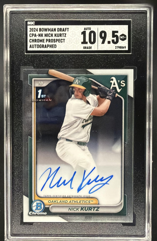 2024 Bowman Draft Nick Kurtz #CPA-NK Chrome Auto 1st Prospect SGC 9.5