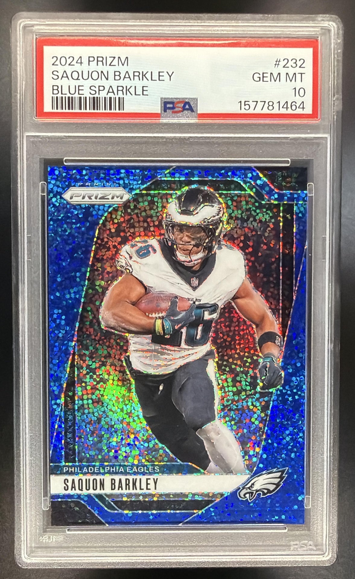 2024 Panini Prizm Saquon Barkley #232 Blue Sparkle 92/96 PSA 10