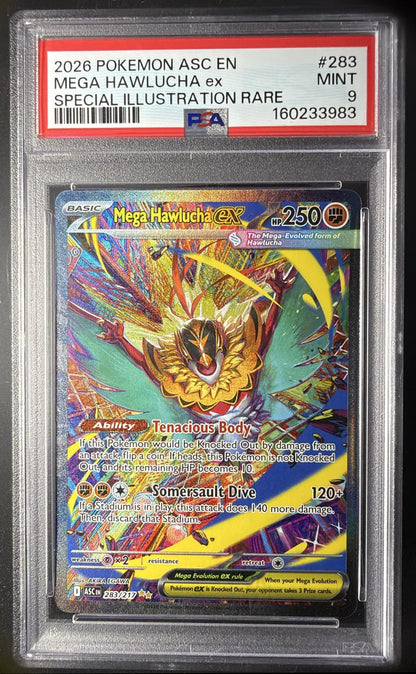 2026 Pokemon Ascended Heroes Mega Hawlucha ex #283/217 Special Illustration Rare PSA 9