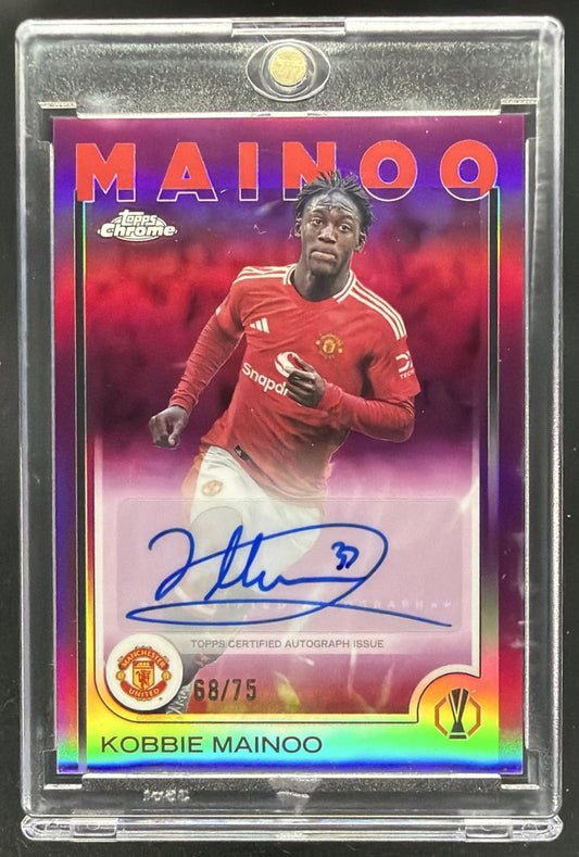 2024 Topps Chrome UEFA Kobbie Mainoo #CA-KM Auto Magenta Refractor /75