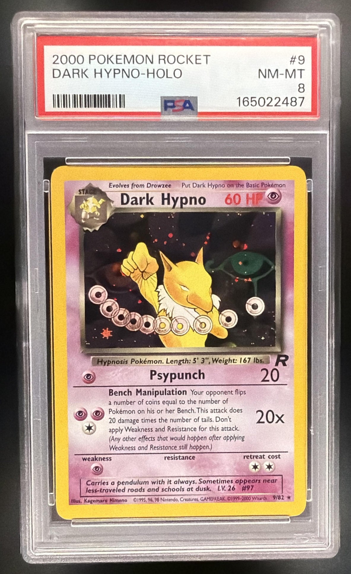 2000 Pokemon Team Rocket Dark Hypno 9/82 PSA 8