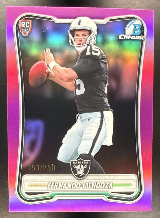 2026 Bowman Football Fernando Mendoza #BCV-101 Magenta Refractor 143/250 RC