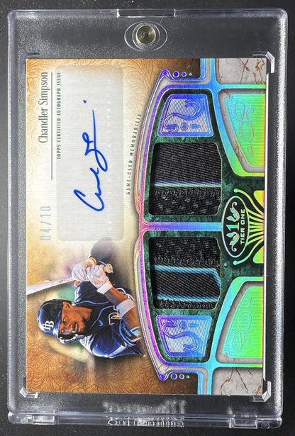 2026 Topps Tier One Chandler Simpson #AT1R-CSI Auto Relic Dual Patch 4/10