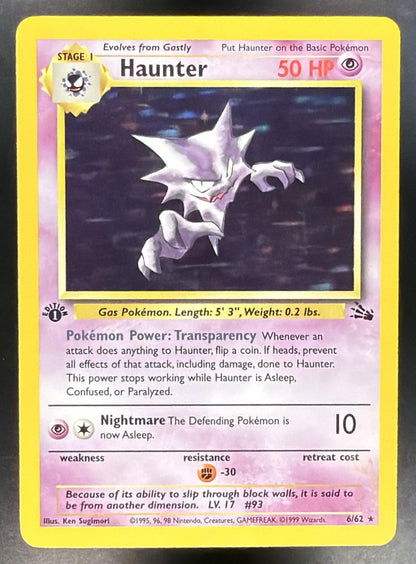 1999 Pokemon Fossil Haunter 1st Edition Holo 6/62 LP