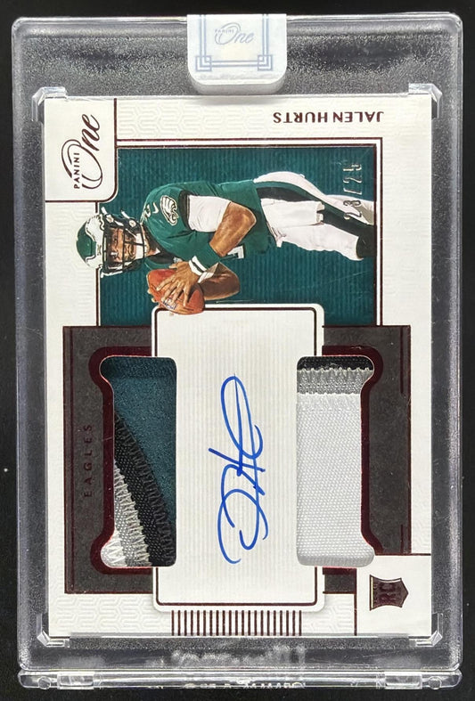 2020 Panini One Jalen Hurts #44 Red 23/25 RC Patch Auto