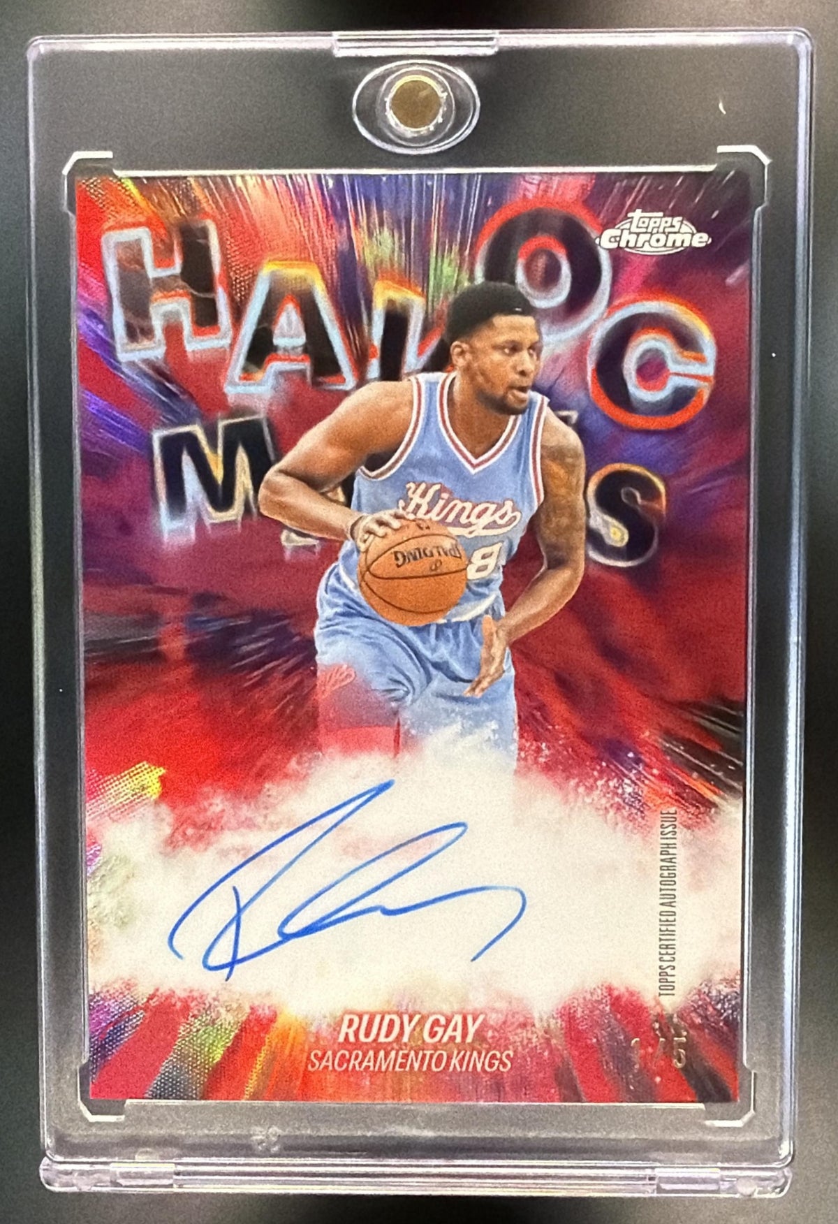 2025-26 Topps Chrome Update Rudy Gay #HM-RG Havoc Marks Red /5 Auto