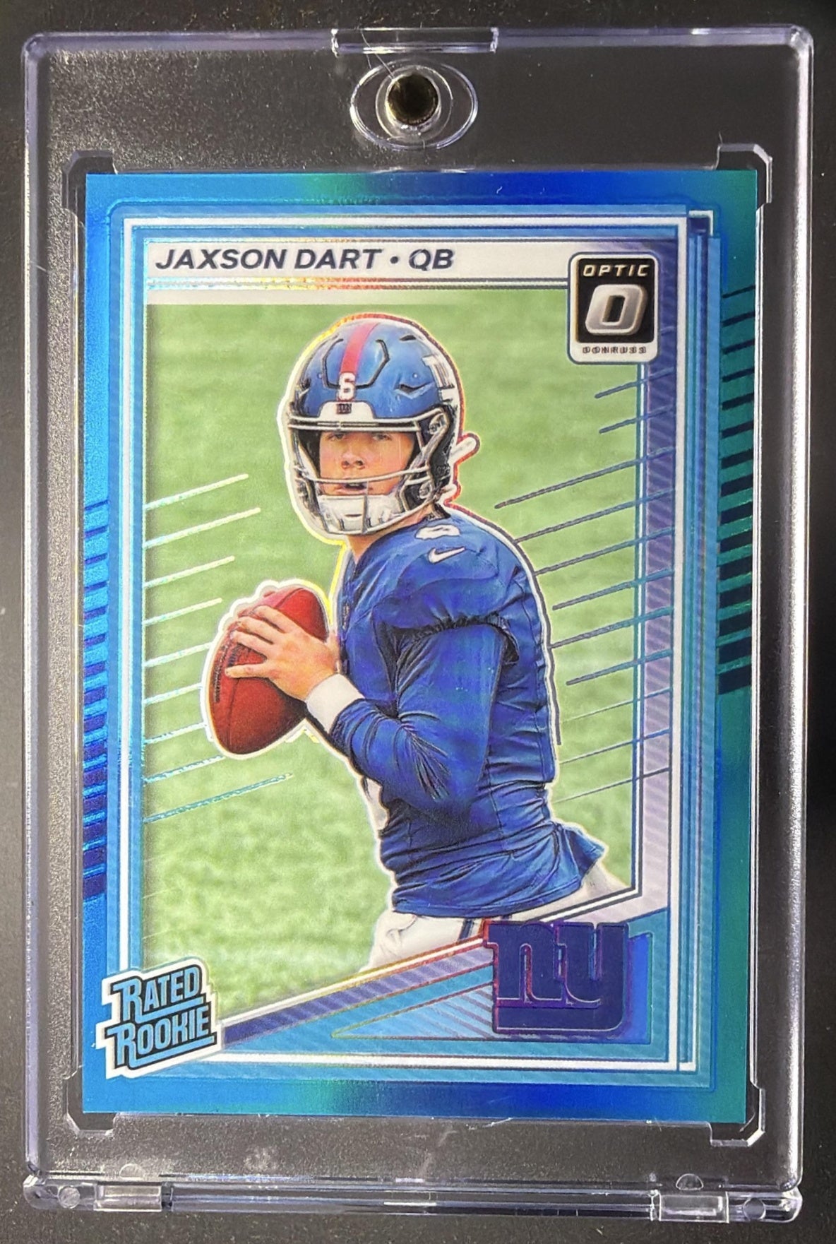 2025 Panini Donruss Optic Jaxson Dart #273 Rated Rookie Aqua Prizm 216/349