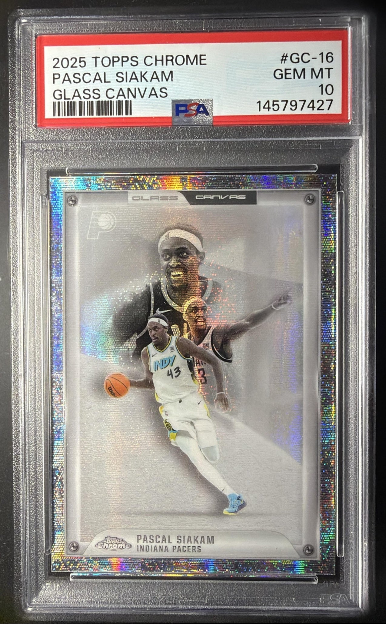 2025-26 Topps Chrome Pascal Siakam #GC-16 Glass Canvas SSP PSA 10