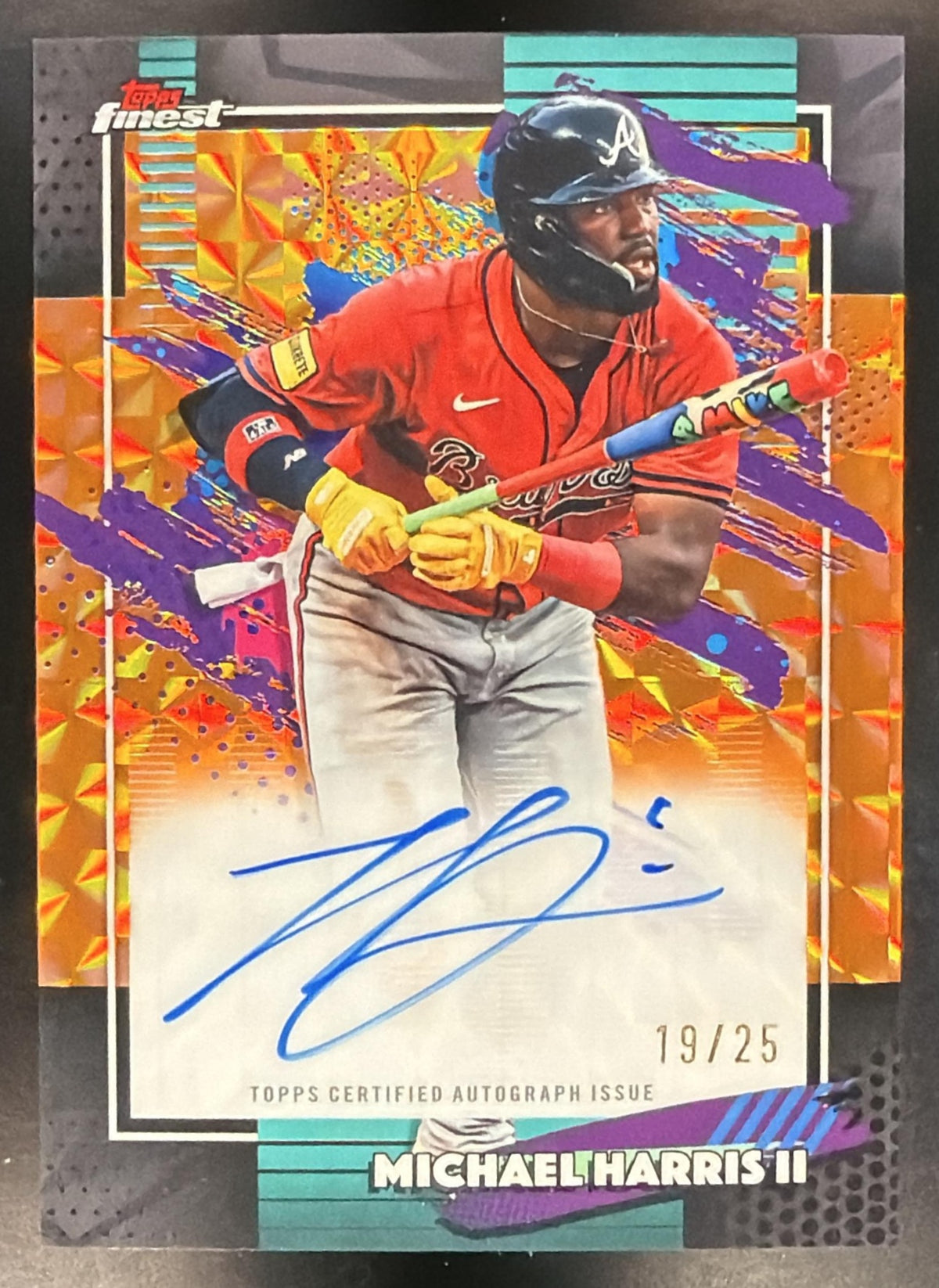 2026 Topps Finest Baseball Michael Harris II #FA-MH Orange Geometric Auto 19/25