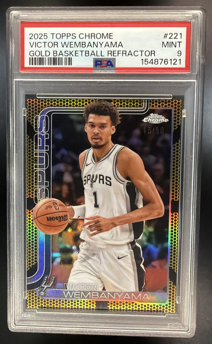2025 Topps Chrome Victor Wembanyama #221 Gold Basketball Refractor /50 PSA 9