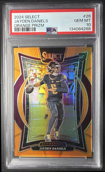 2024 Panini Select Jayden Daniels #26 Concourse Orange /49 Rookie PSA 10