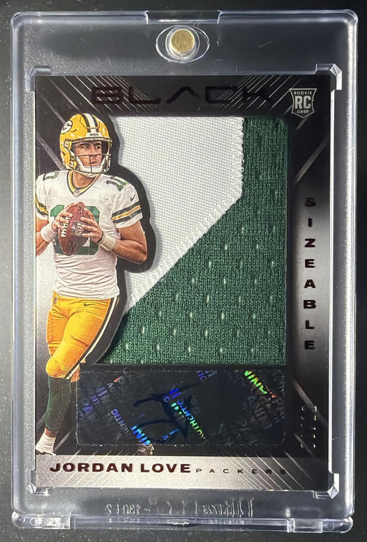 2020 Panini Black Jordan Love #SS-JLO Sizeable Signatures Rookie Patch Ruby /12 RC Auto