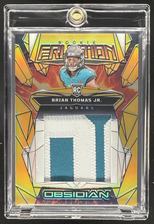 2024 Panini Obsidian Brian Thomas Jr. #ERM-BTJ Rookie Eruption Gold /10 Patch RC