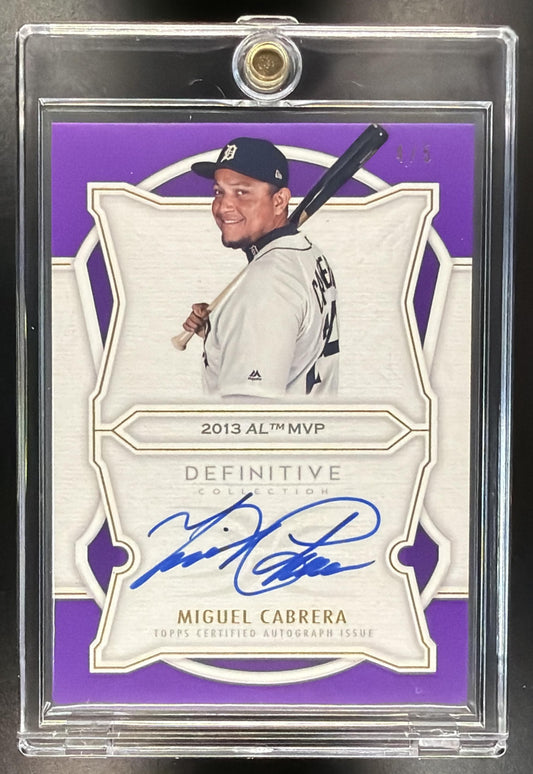 2020 Topps Definitive Collection Miguel Cabrera #DAAC-MC Defining Accolades Auto Purple /5