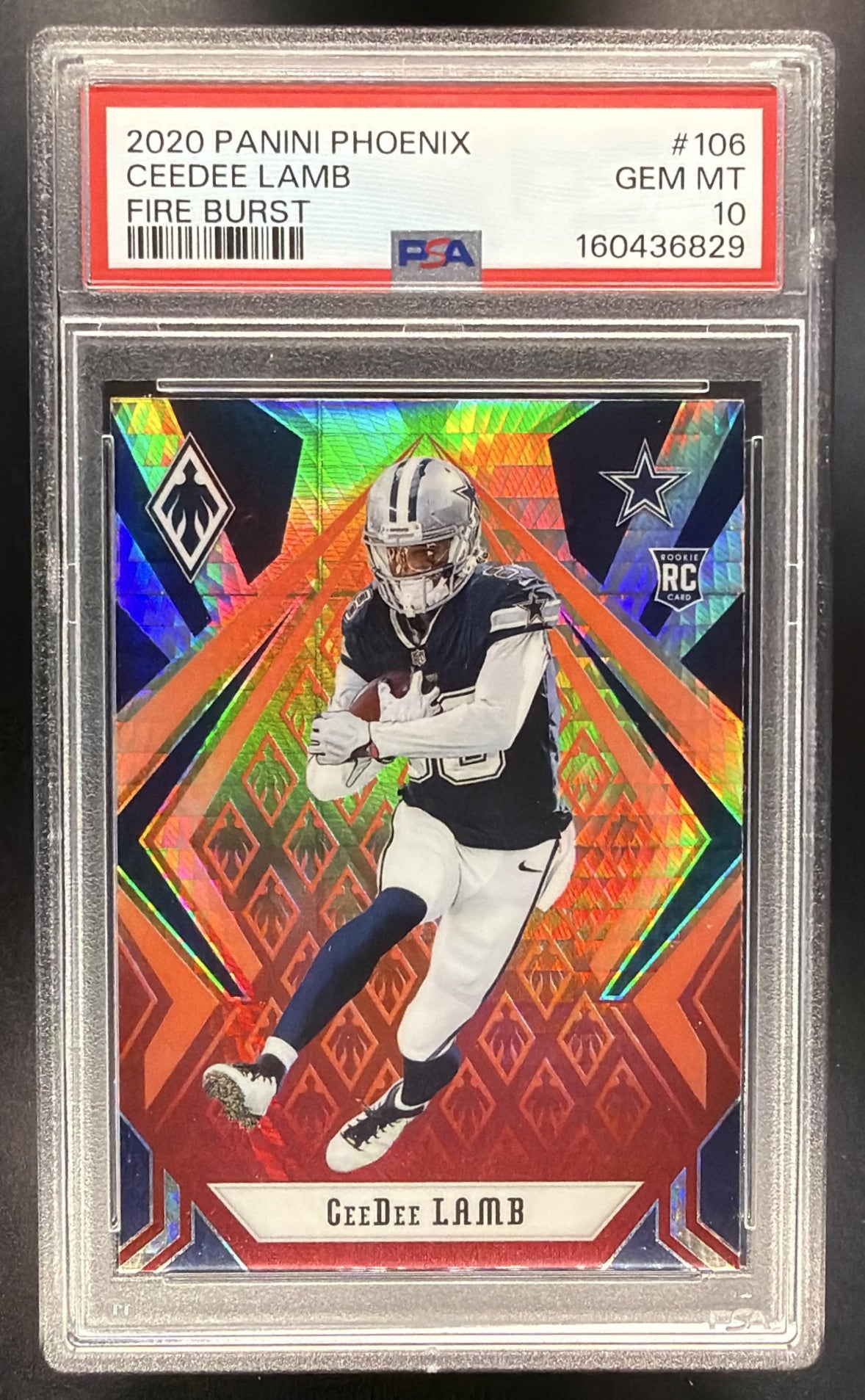 2020 Panini Phoenix CeeDee Lamb #106 Fire Burst RC PSA 10