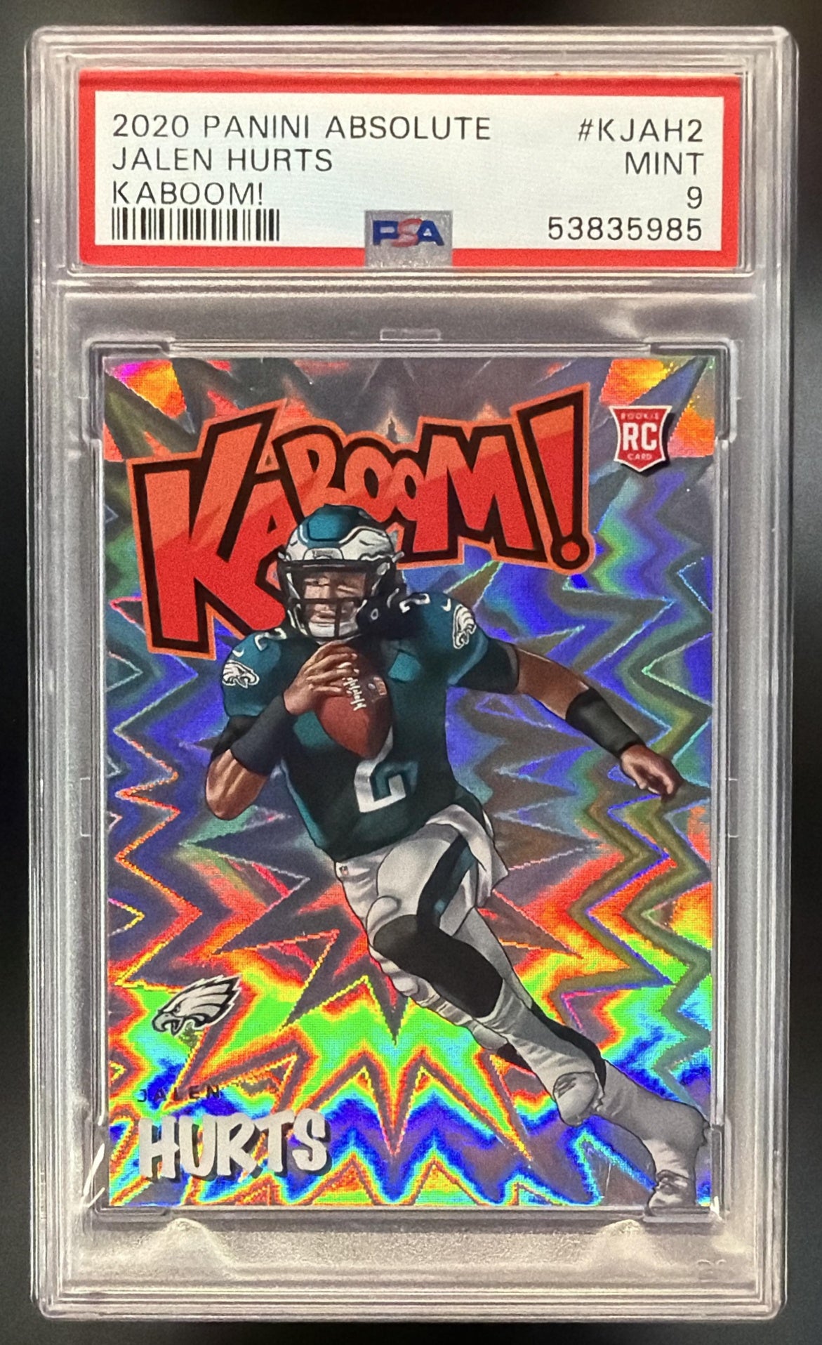 2020 Panini Absolute Jalen Hurts #K-JAH2 Kaboom SSP RC PSA 9