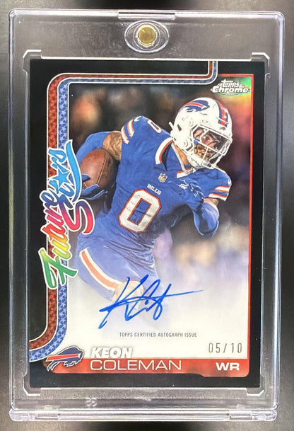 2025 Topps Chrome Keon Coleman #FSA-KC Future Stars Auto Black Refractor 5/10