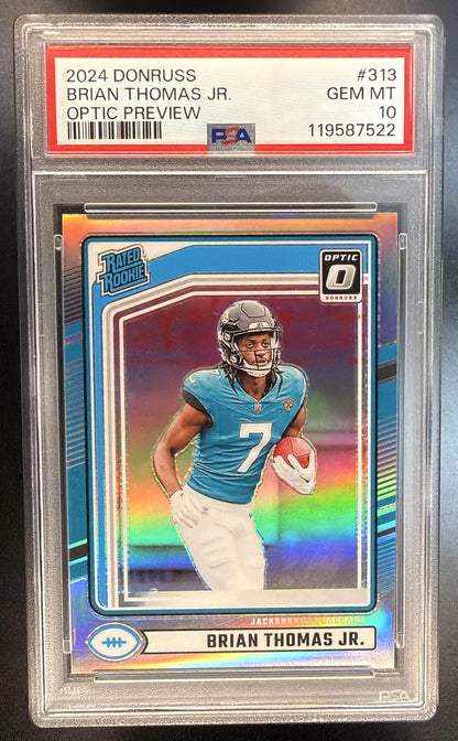 2024 Donruss Optic Preview Brian Thomas Jr #313 Holo RC PSA 10