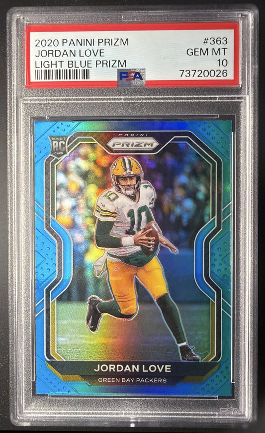 2020 Panini Prizm Jordan Love #363 Light Blue RC PSA 10