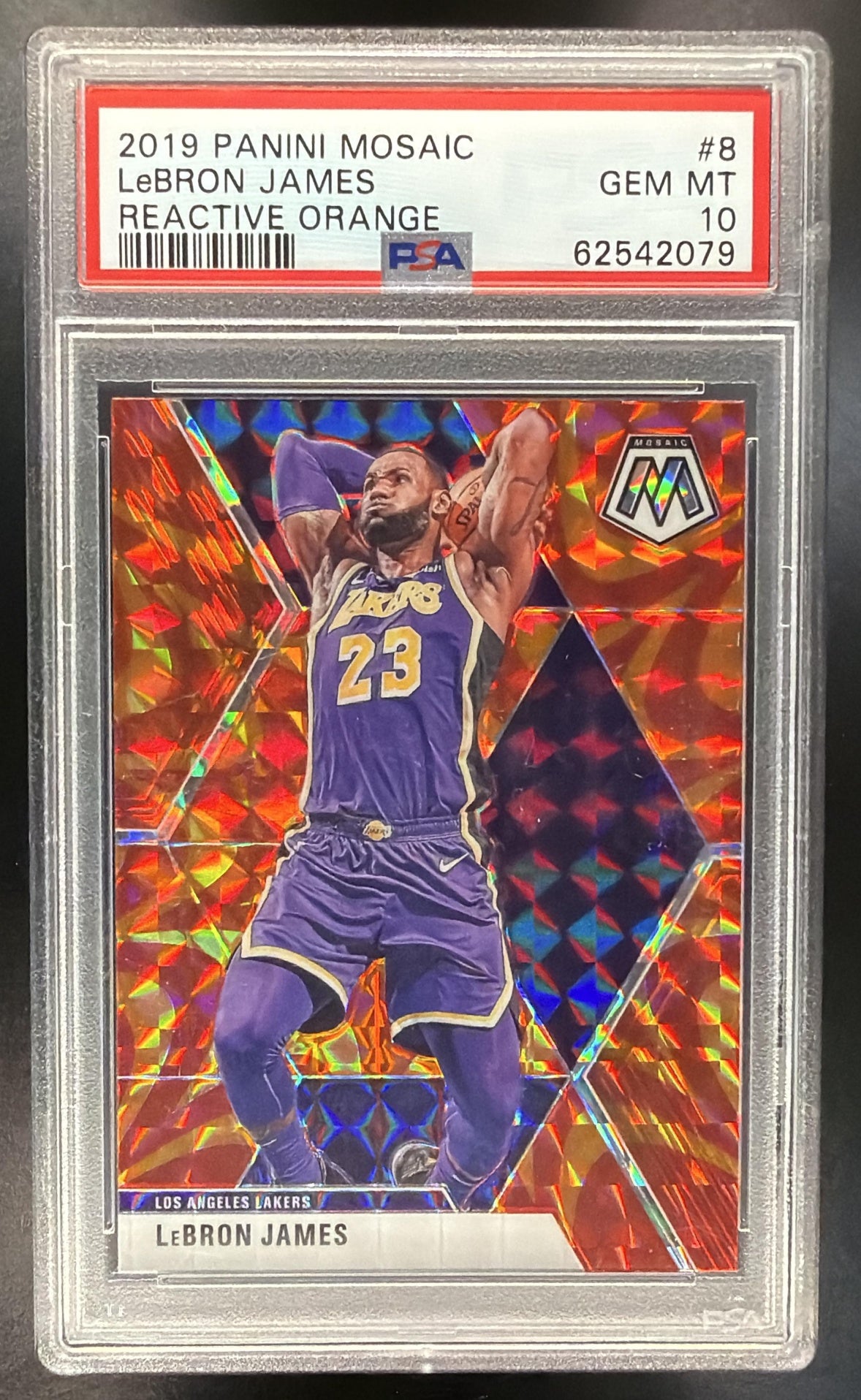 2019-20 Panini Mosaic LeBron James #8 Reactive Orange PSA 10