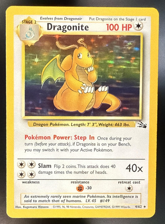 1999 Pokemon Fossil Dragonite 4/62 MP Unlimited