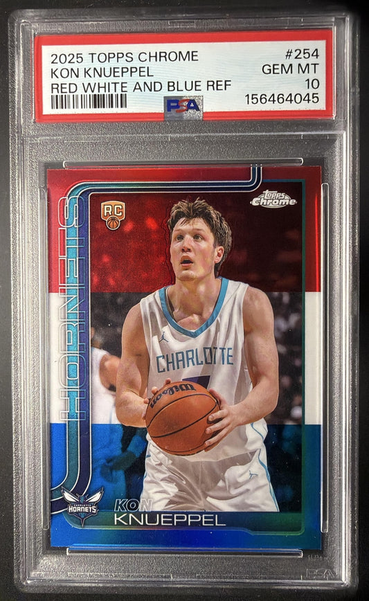 2025-26 Topps Chrome Kon Knueppel #254 Red White Blue Refractor RC PSA 10