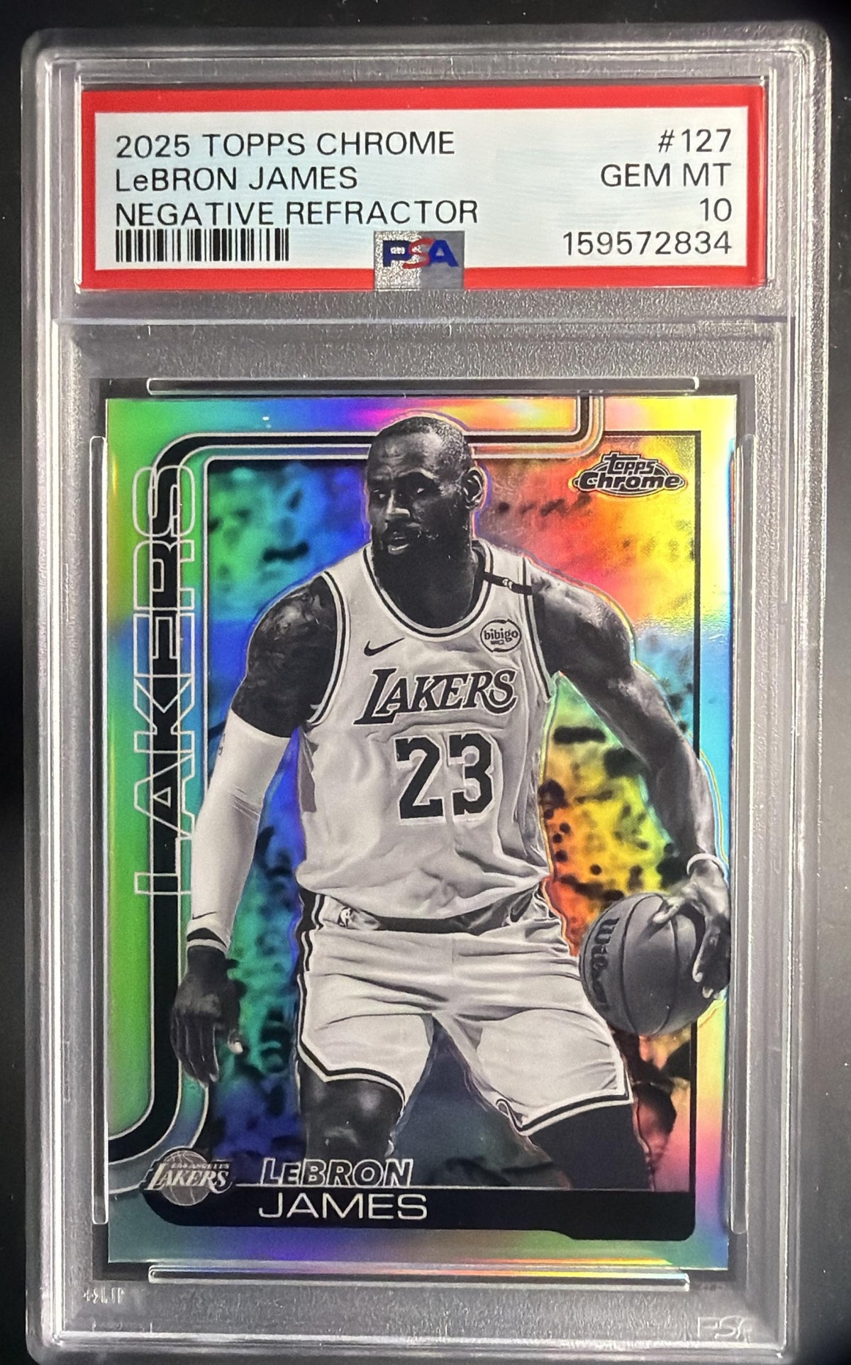 2025-26 Topps Chrome LeBron James #127 Negative Refractor PSA 10