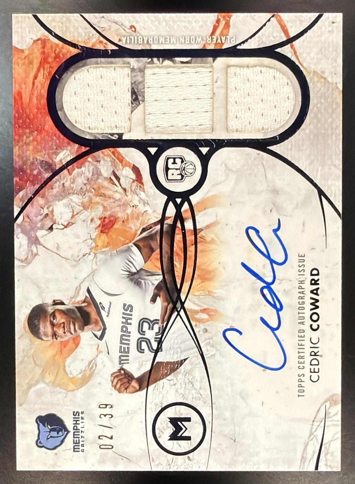 2025 Topps Motif Cedric Coward #RTRA-CC Rookie Triple Relic Auto Ultramarine Blue 2/39 RC