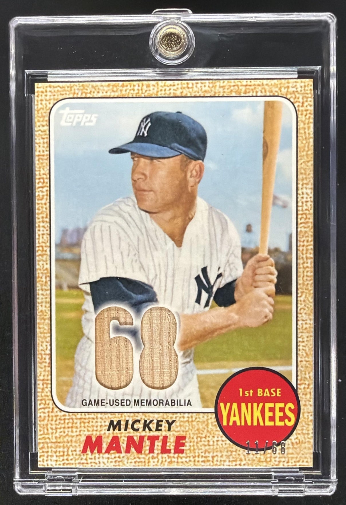 2012 Topps Mickey Mantle #RN-MM Retired Number Patches Bat /68