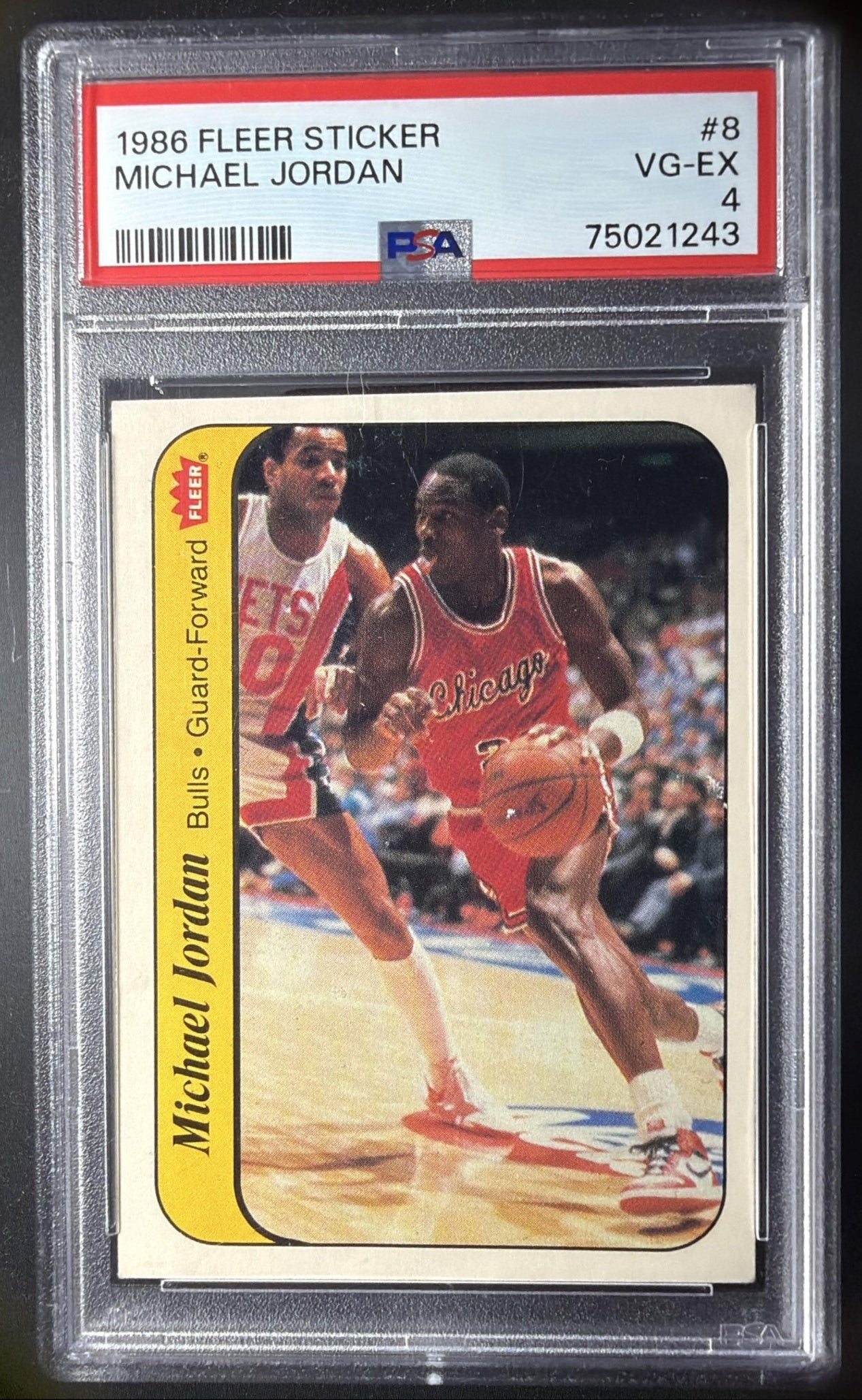 1986-87 Fleer Michael Jordan #8 Stickers RC PSA 4