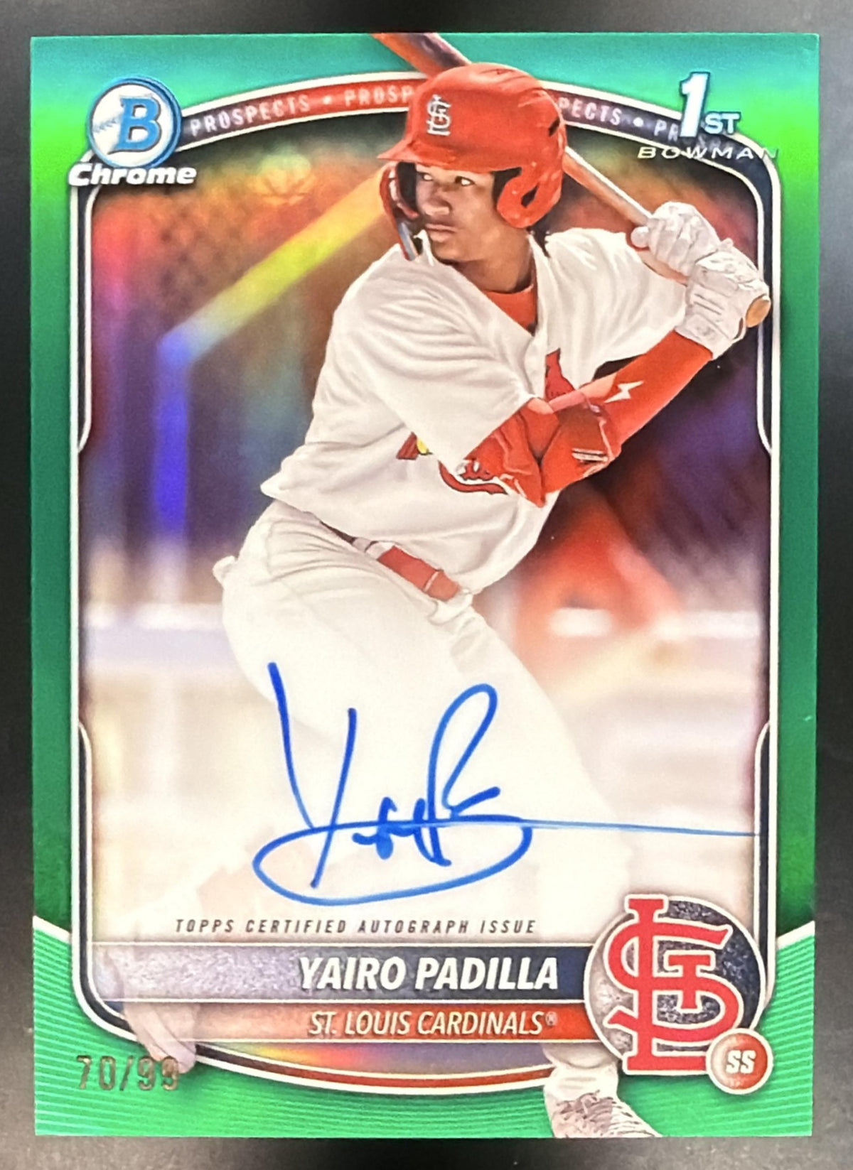 2025 Bowman Chrome Yairo Padilla #CPA-YP Auto Green Refractor 70/99 1st