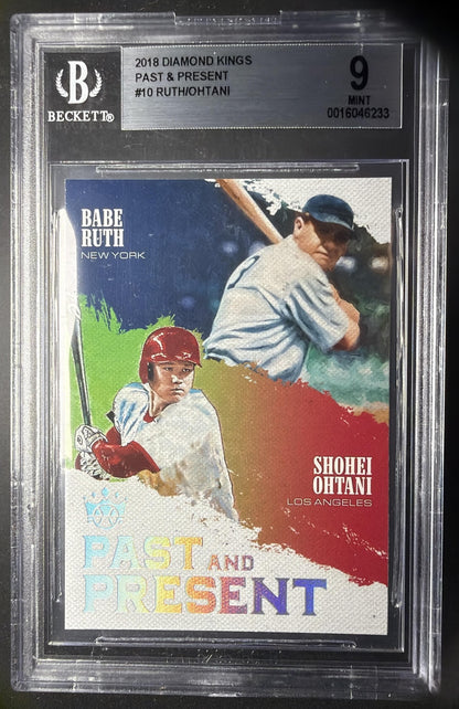 2018 Panini Diamond Kings Babe Ruth Shohei Ohtani #PP10 Past and Present BGS 9