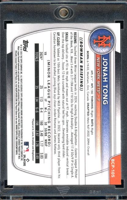 2025 Bowman Chrome Jonah Tong Sunflower Seeds Sp 1st