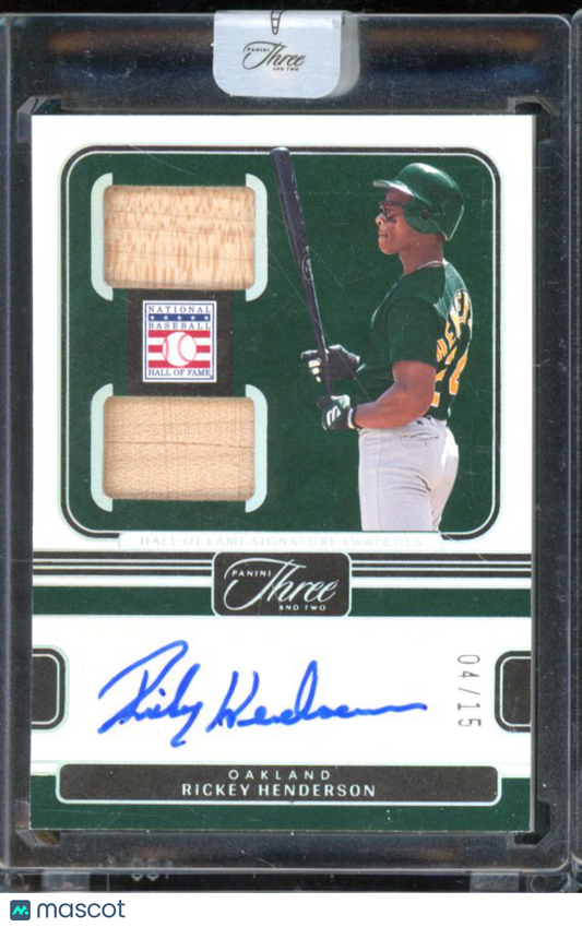 2023 Panini Three and Two Rickey Henderson Bat Auto /15
