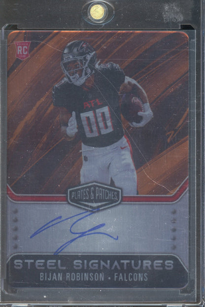 2023 Plates & Patches Bijan Robinson Rookie Steel Signatures Auto 5/10 RC