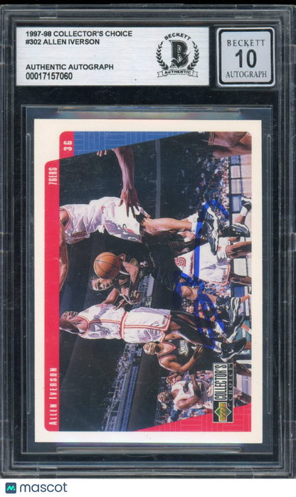 1997-98 Collectors Choice Allen Iverson Auto BGS 10 Auto