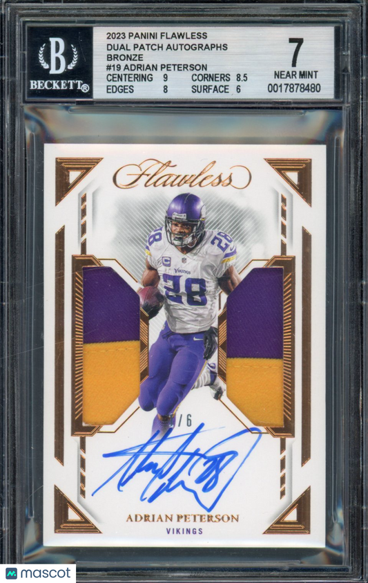 2023 Flawless Adrian Peterson Bronze /6 Patch Auto BGS 7