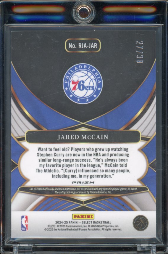 2024-25 Select Jared Mccain FOTL Rookie Patch Auto /30