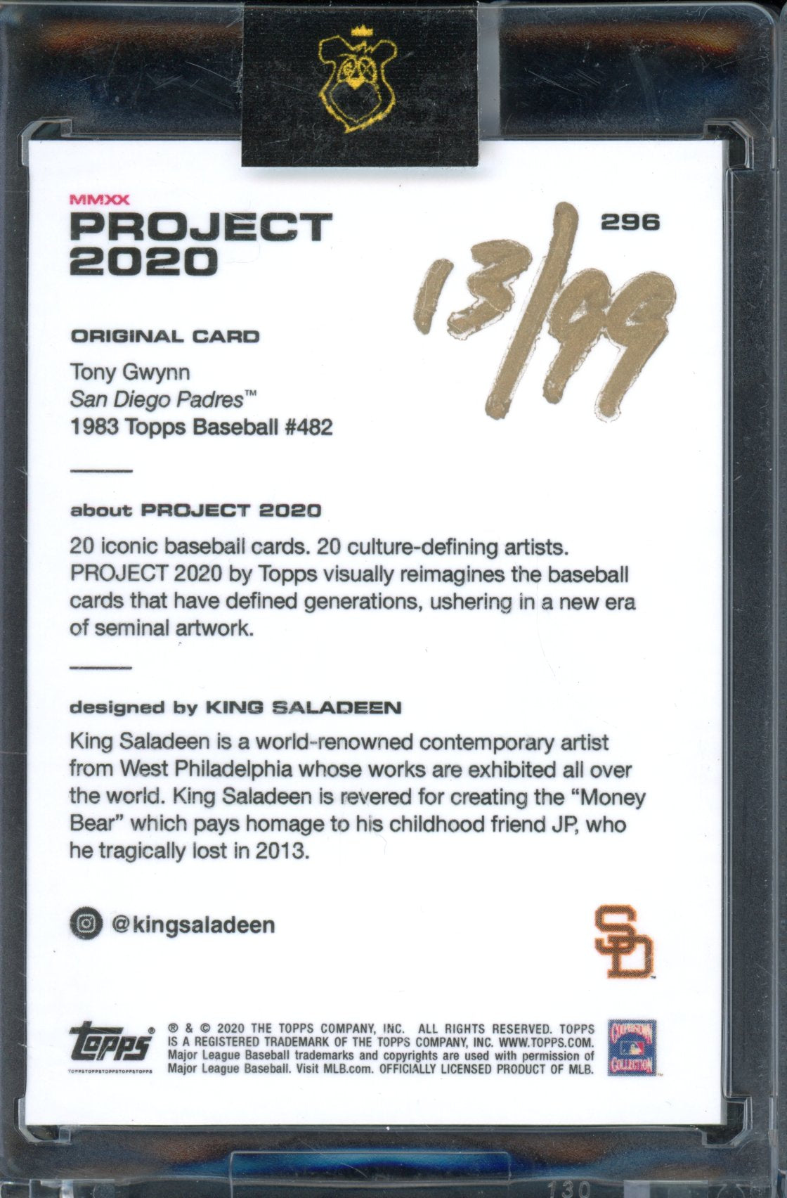 2020 Topps Project 2020 Tony Gwynn King Saladeen /99