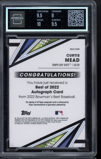 2022 Bowman's Best Curtis Mead Red Refractor Auto 09/10 Arena Club 9.5 AUTO 10