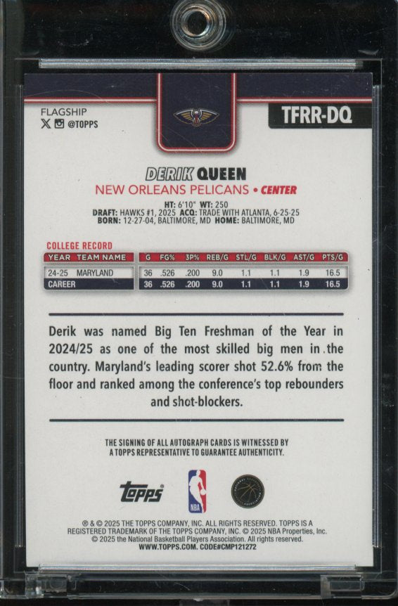 2025-26 Topps Series One Derik Queen Gold Auto /50