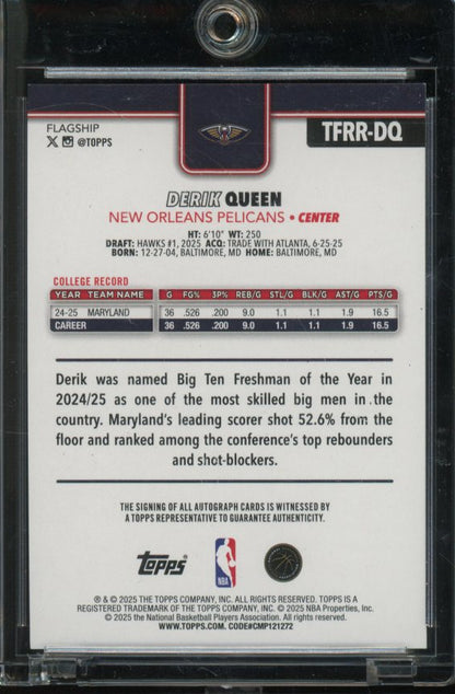2025-26 Topps Series One Derik Queen Gold Auto /50