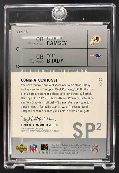 2002 SP Authentic Patrick Ramsey Tom Brady #AT2-RB Threads Double