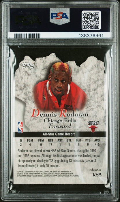 1997-98 Topps Dennis Rodman Rock Stars Refractor Die Cut PSA 9