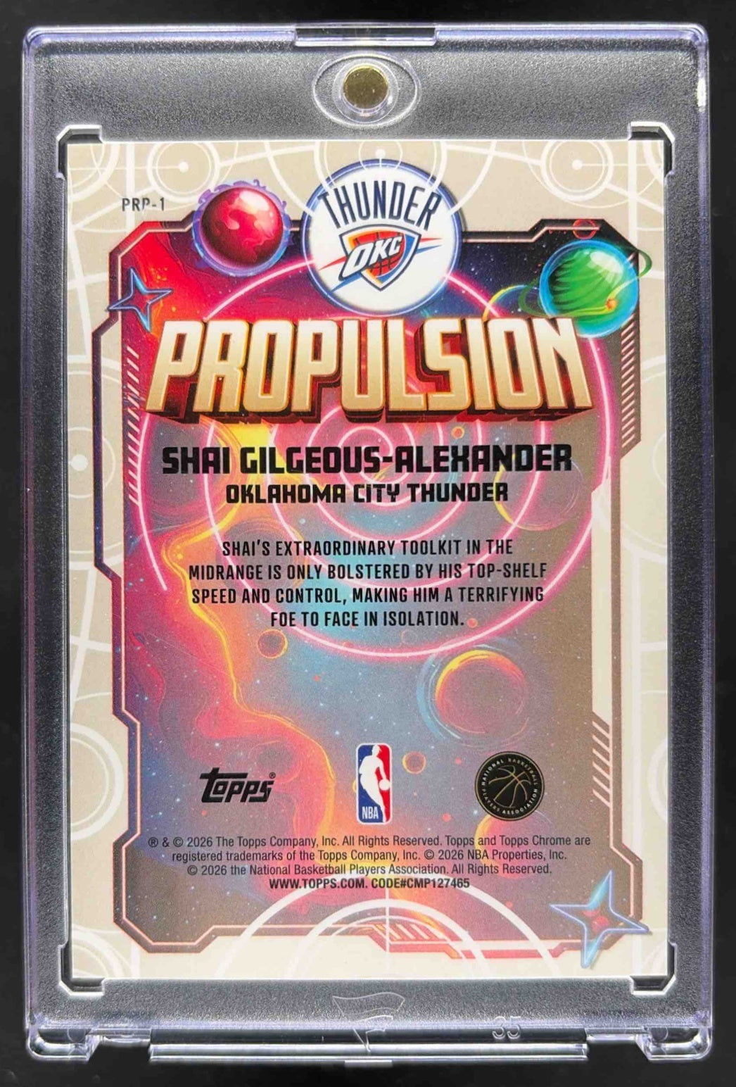 2025 Topps Cosmic Chrome Shai Gilgeous-Alexander #PRP-1 Propulsion Gold Interstellar Refractor /50