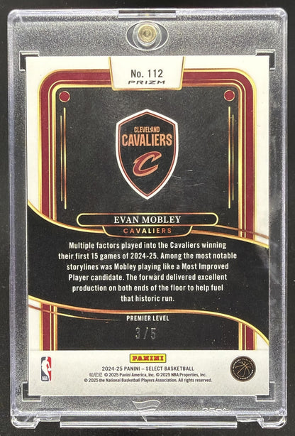 2024-25 Panini Select Evan Mobley #112 Premier Neon Purple Pulsar Prizm FOTL 3/5
