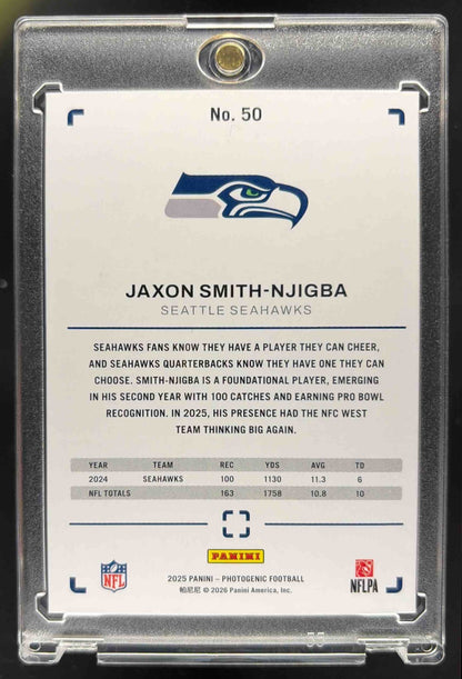 2025 Panini PhotoGenic Jaxon Smith-Njigba #50 Gold 1/10 Seahawks
